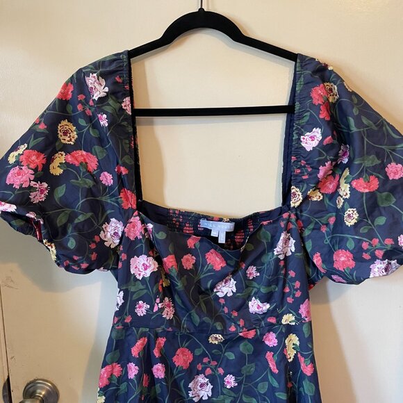 Hill House Matilda Dress In Navy Peony - Picture 3 of 7